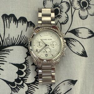 Michael Kors Metallic Silver Chronograph Watch